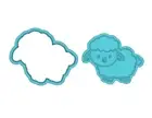 Sheep cookie cutter and stamp set debosser two tone