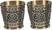 KICHOUSE 2pcs Serving Cups Metal Royal Chalice Tea Party Cups Vintage Decorative Metal Tea 50ml Silver