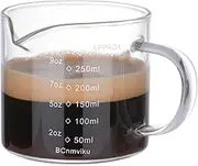8.5oz Espresso Cup with Handle,Measuring Cup with Dual Scale(ml,oz),V-Shaped Spout Espresso Shot Glass for Barista