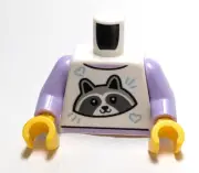 Lego - Minifigure Torso - White, Purple, Raccoon, Hearts