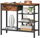 Entryway Table Industrial 31.5" Sofa Console Table with Metal Mesh ShelfStora...
