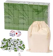 Mahjong Set, Chinese Majong Set, 144PCS Mahjong Tile Gathering Table Games Set, Chinese Travel Miniature Traditional Table Game with Large Bag, Portable Majong Sets for Travel Family