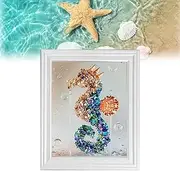 Sea Glass Art Kit, DIY Resin Beach Art Kit, DIY Mosaic Arts and Craft Kits, Frame Resin Mold DIY Turtle Art Resin Crafts(Seahorse)