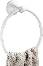 Flybath Round Towel Ring Brass Hanger Hand Towel Holder for Bathroom Kitchen Accessories Wall Mounted, White Finish