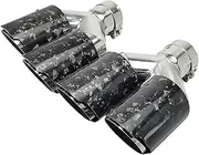 Carbon Fiber Silver Stainless Steel Car Dual Exhaust Tip Double End Pipe Modification Muffler(Right in51mm out89mm)