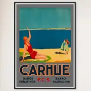 Galrie Carhué Argentina Vintage Travel Poster Stunning Seaside Town Art Print Home Décor, Black Frame, A1 60x 84cm (23 x 33inch)