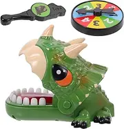 jojofuny Fun Toys Dinosaur Teeth Toys Game for Kids, Crocodile Biting Finger Dentist Games, Fun Finger Biting Toy for Kids Party Games, Triceratops (Green) Toddler Playset