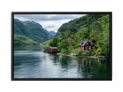 Lake Side Home Framed Print Fine Art Poster Print