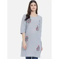 在飛比找ETMall東森購物網優惠-印度服飾女刺繡民族風上衣中長款七分袖日常款薄透氣棉麻