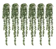 6 Pcs Artificial Succulents Hanging Plants, Fake String of Pearls Greenery Pl...
