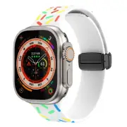 Rainbow Dots Silicone Magnetic Black Buckle Watch Band, For Apple Watch 4 40mm, For Apple Watch 3 38mm