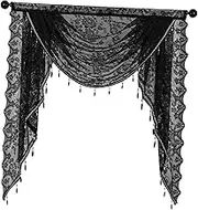 WeiLaiKeQi Waterfall Window Valance Swag Design for Basement and Cafe Curtains, as described, Width 100cm