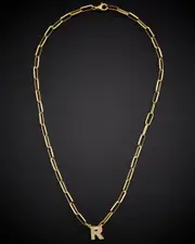 18K Italian Gold Vermeil 0.15 ct. tw. Diamond Initial Paperclip Necklace