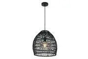 Coup Pendant Light Rattan Ellipse Matte Black
