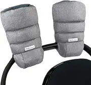 7AM Enfant Stroller Warmmuffs Gloves - Anti-Freeze Stroller Mittens for Handlebars, Water Repellent Hand Warmer Muff for Cold Weather, Plush Lined (Heather Grey Cloud)
