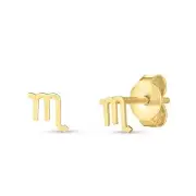 14K Yellow Gold Polished Finish Scorpio Stud Earrings with Push Back Clasp.