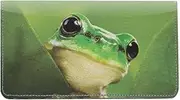 [123 Cheap Checks] Frogs Designer Checkbook Cover, with Credit Card Slots and Pen Loop, Green, Standard Checkbook Cover, Checkbook Cover With Frogs