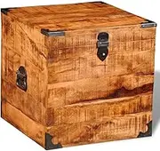 Storage Chest Cubic Rough Mango Wood,Storage Chests-241636