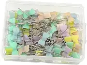 100Pcs Flat Head Sewing Pins, Multi Shape Button Head Pins DIY Quilting Tool Sewing Accessories with Storage Box