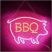 Sign Lamp BBQ Neon Sign Pig LED Light For Barbecue Shop Restaurant Shop Kitchen Club Business Decor Dimmable USB Powered Signs Illuminated 40cmx29cm