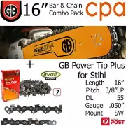 16" GB Chainsaw Bar & Chain Combo Power Tip+ 3/8"LP DL55 .050" for Stihl