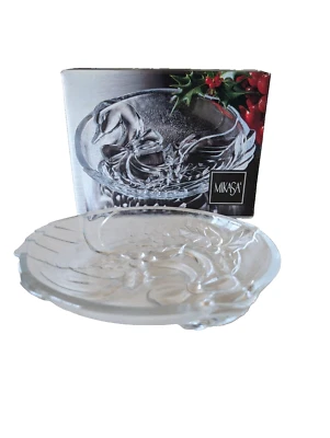 Mikasa Holiday Goose Sweet Christmas Candy Dish Raised Design W/Box Vintage