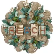 Weathered Driftwood And Nautical Rope Beach Wreath Handmade Deco Mesh