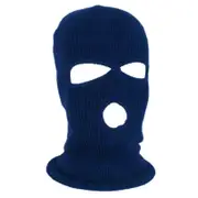 3 Hole Winter Knitted Mask Outdoor Sports Full Face Cover Warm Knit Balaclava for Adult-NavyBlue