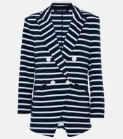 [Veronica Beard] Veronica Beard Ortiz striped cotton-blend terry blazer AU 10 blue