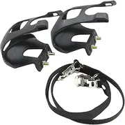 Reicyfang Bike Pedals, Bike Bicycle Toe Clips Cage Indoor Exercise Indoor Bike Pedal Adapters, Toe Clips Universal Replacement Parts with Strap Belts, Bicycle Pedal Foot Cover Plastic Bike Pedals