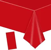 YAAVAAW 137x274cm Red Plastic Table Cloth Table Cover,Large Red Party Table Cloths Christmas Tablecover Table Decorations,Red Tablecloth Party for Xmas,Picnic,Dining,Kids Birthday Tablecloths