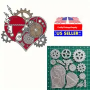 Clockwork heart Steampunk gears Metal craft stencil die cut cutters cutting dies