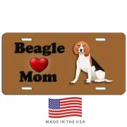 Beagle mom dog aluminum vehicle license plate car truck SUV Brown tag