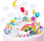 Unicorn Cake Topper Cloud Rainbow Star Balloon Cupcake Topper Kit, 15Pcs Unicorn