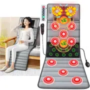 Full Body Shiatsu Massage Mat with Heat, 10 Vibrating Motors Massage Mat Full Body Heated Mattress Pillow Pain Relief
