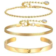 old Bracelet for Women Stack 14Kold Plated Initial Bangle Cuff Bracelet Set G