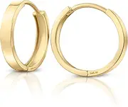 [Serena Sparkles] 14k Solid Gold Huggie Earrings, Real Gold Earrings, Plain Gold Huggie Hoop Earrings, Simple Gold Huggie