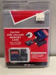 Sandisk 2GB Memory 3 in 1 MicroSD Card with Adapters Verizon Wireless New Sealed