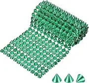 uxcell 0.5 Yard Sew Stitch on Spikes Stud Cone 12Rows Plastic Grass Green Spike Rivet with Flat Back Punk Rock Trim Mesh Bead for DIY Crafts/Clothes/Shoes/Bags