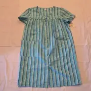 Kmart Pink NWT Striped Seersucker Muumuu Nightgown Snap Front Large
