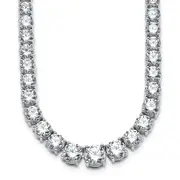 14k White Gold 40 3/8 Ct. Lab Grown Diamond VS/SI+ G+ Round 20 inch Graduated Tennis Necklace