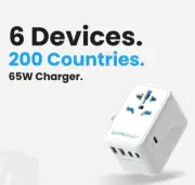 International Travel AC Power Plug Adapter/Converter 5 USB A & C PD 65 Watt Fast