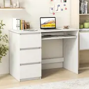 Giantex Computer Desk Home Office Writing Table w/Power Outlet & Drawers Workstation Vanity Table White