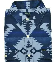 Polo Ralph Lauren Southwestern Tribal Beacon Aztec Indigo Jacquard Shirt Mens