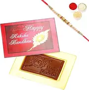 Ghasitaram Gifts Rakhi Gifts for Brothers Rakhi Chocolate Happy Rakhi Pink Chocolate Box with Pearl Rakhi