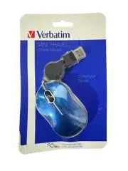 USB 2.0 Verbatim USB Corded Mini Travel Optical Wired Mouse for Mac and PC USB-A
