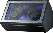 Carbon Fiber Automatic Watch Winder, 4 Watches, 4 Modes, LED Light, MABUCHI