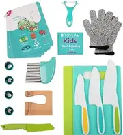 Montessori Kitchen Tools for Kids- Complete Cutting Set for Real Cooking