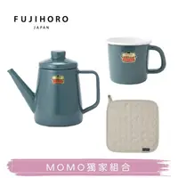 在飛比找momo購物網優惠-【FUJIHORO 富士琺瑯】1.0L琺瑯手沖壺-藍+8cm