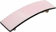 French Amie Fine 1" Wide Rectangular Celluloid Handmade Blush Pink with Black Edges Automatic Hair Barrettes for Women French Hair Clips
